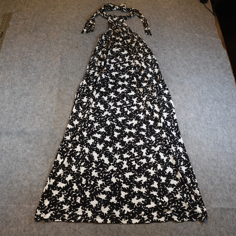 Rachel Pally Dress Women Medium Black White Abstract Print Halter Modal Maxi